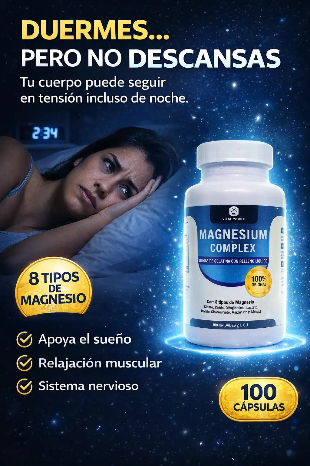 Magnesio Complex Vital World 100 cápsulas softgel