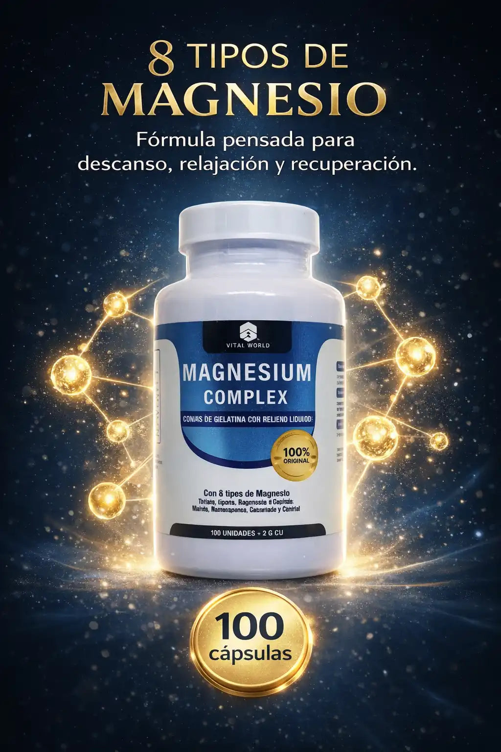 Magnesio Complex Vital World 100 cápsulas softgel