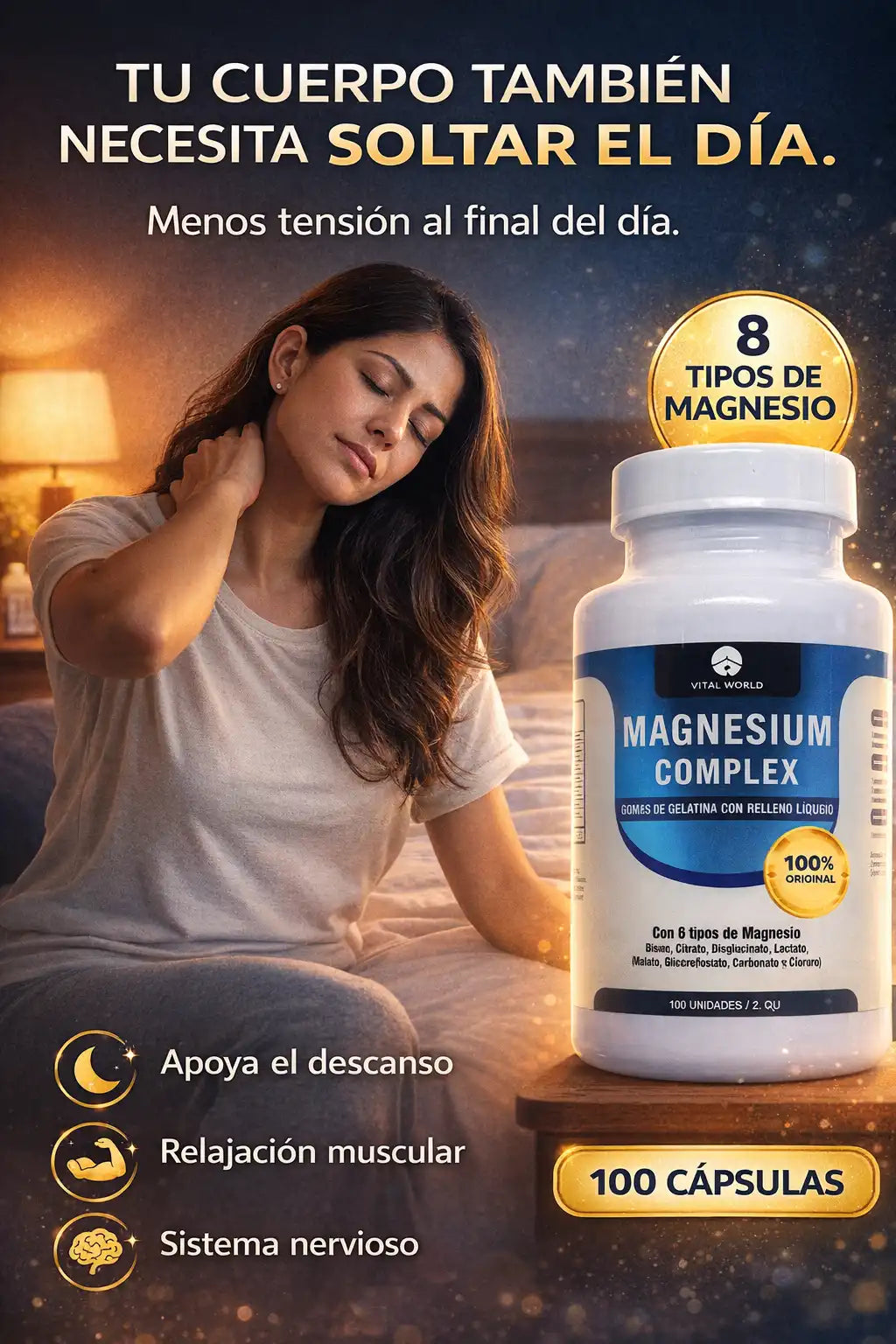 Magnesio Complex Vital World 100 cápsulas softgel